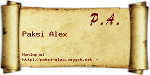 Paksi Alex névjegykártya