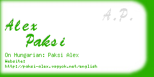 alex paksi business card